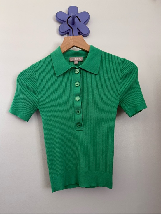 J. Crew Tops - J.Crew XS Polo Rib Short Sleeve Top Kelly Green Office Fitted Holiday